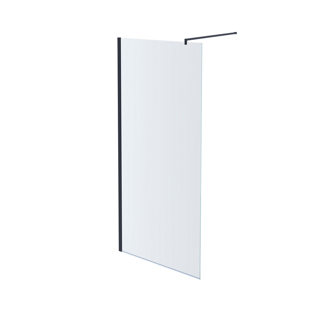 AQ WIW 10020BL Душевая перегородка Walk in с держателем 1000x2000 профиль черный, стекло прозрачное ПРОДАЕМ ИЗ НАЛИЧИЯ